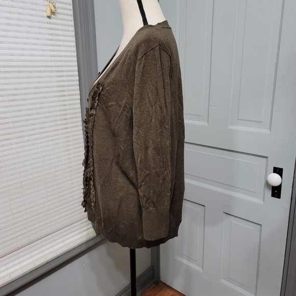 ✨ Lane Bryant Beaded Ribbon Button Front Green Cardigan size 22/24 - Picture 5 of 7